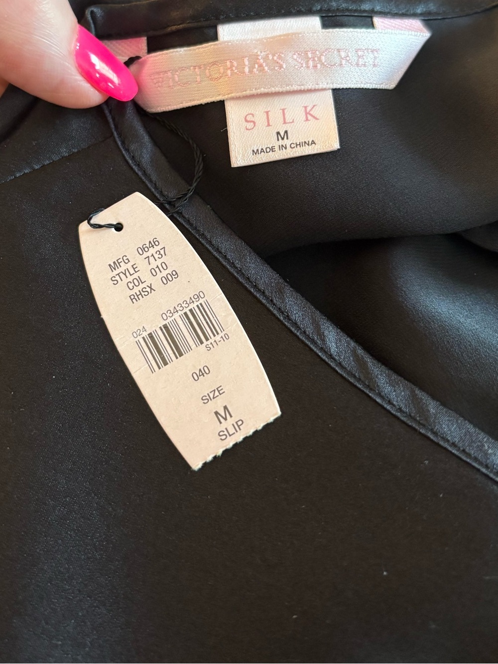 NWT Vintage Victoria's Secret 100% Silk Open Back Mini Slip Dress Black M Y2K - Picture 6 of 6
